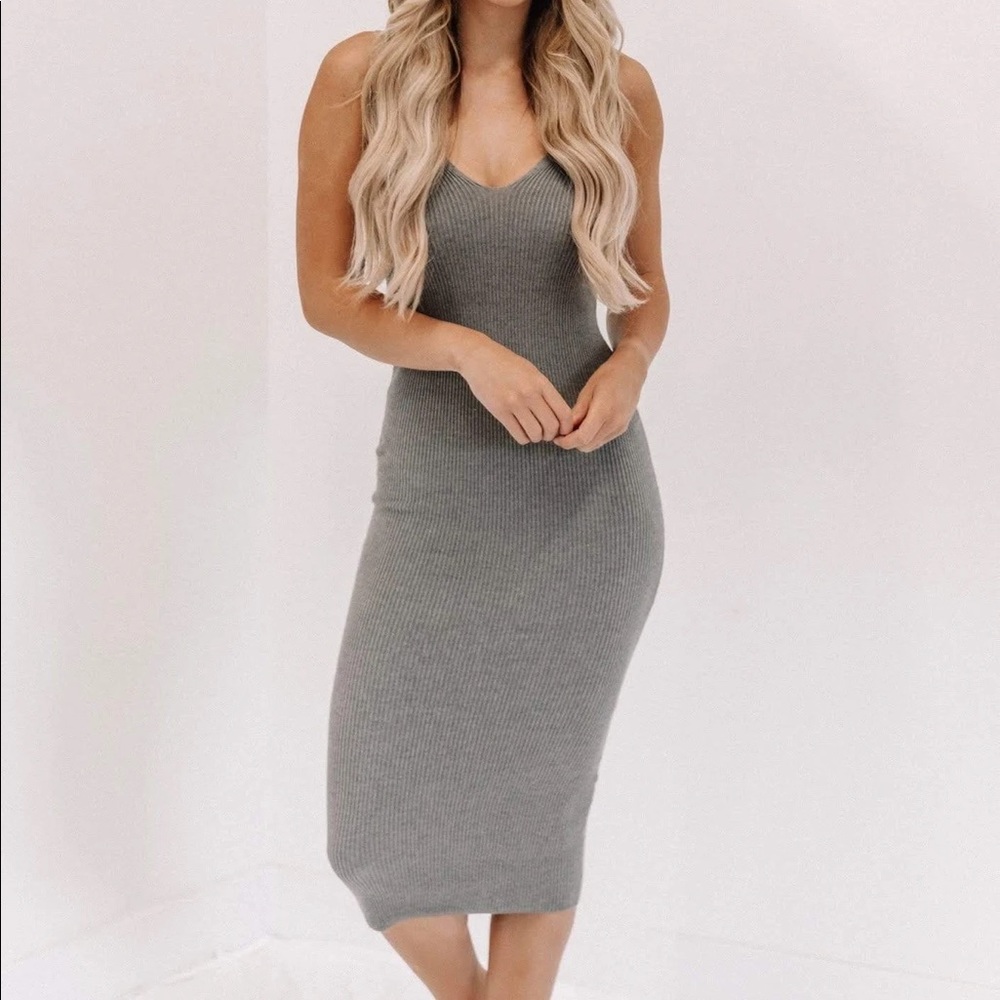 Gray Knit Midi